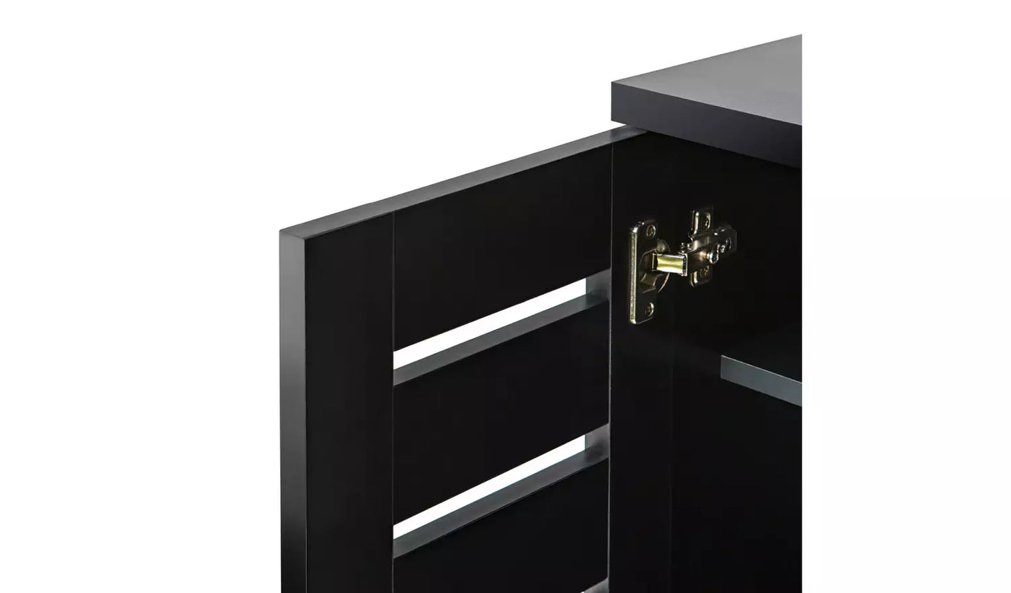 Assembled Slatted Shoe Cabinet - Black